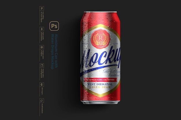 Download Premium PSD | Aluminum can with water drops mockup