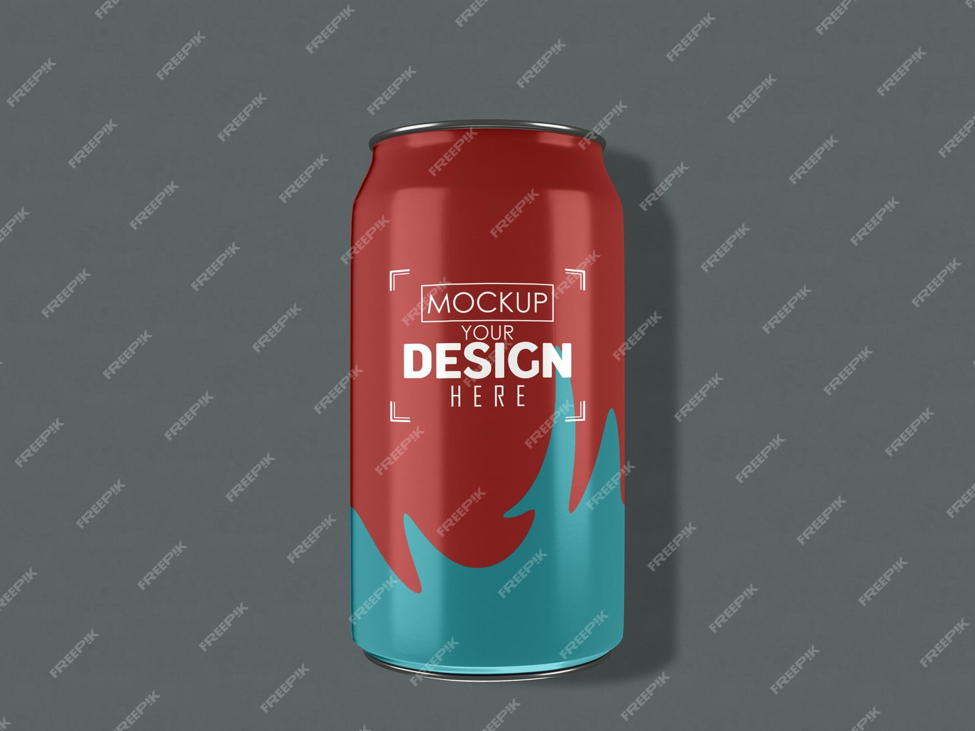 Free PSD | Aluminum, metal can package mockup for branding and identity.