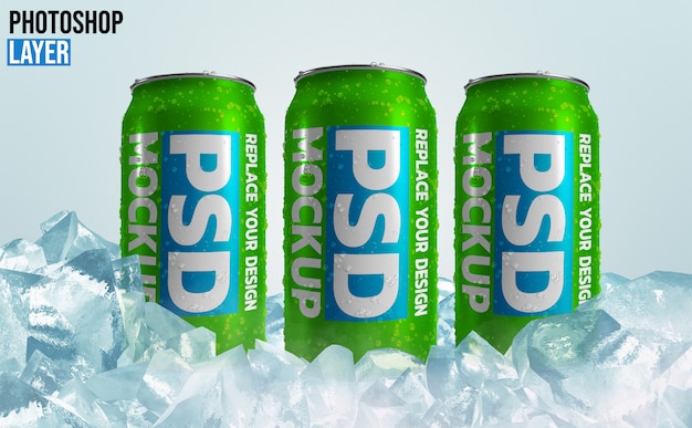 Download Premium PSD | Aluminum soda cans mockup
