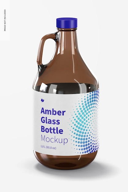 Download Premium Psd Amber Glass Bottle With Handle Jar Mockup