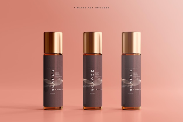 Premium PSD | Amber glass cosmetic bottle mockup