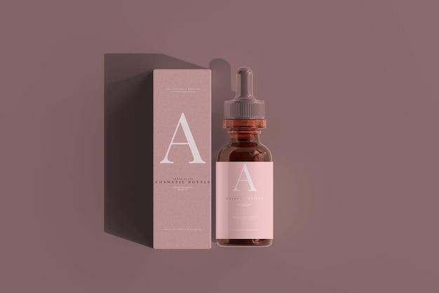 Download Premium PSD | Amber glass dropper bottle with box mockup