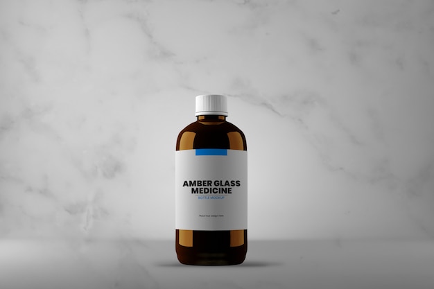 Download Premium Psd Amber Glass Medicine Bottle Mockup PSD Mockup Templates
