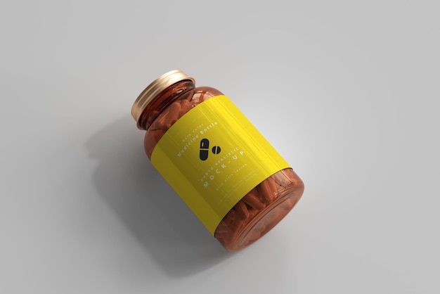 Download Free PSD | Amber medicine bottle mockup