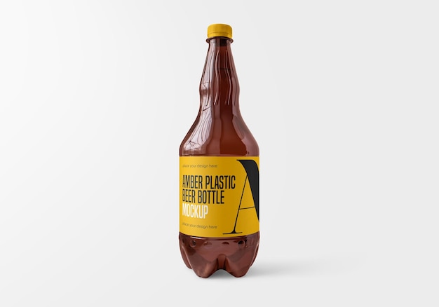 Download Premium Psd Amber Plastic Beer Bottle Mockup Isolated