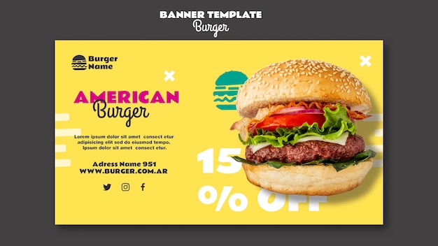 Modello Web Banner Hamburger Americano Psd Gratis