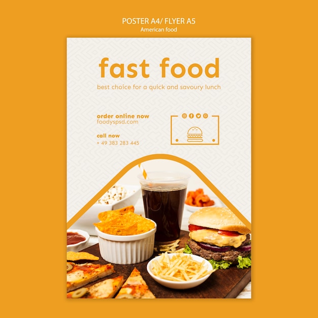 American food poster template Free PSD File
