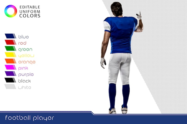 Download Free PSD | American football player with several colorful uniforms