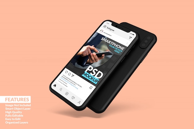Androidモックアッププレミアムのinstagram投稿テンプレート プレミアムpsdファイル