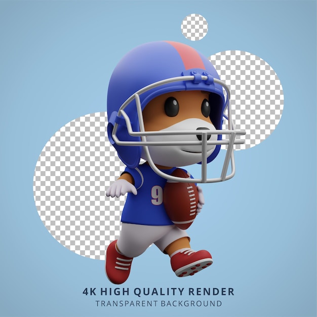 動物の犬アメリカンフットボール選手の3dかわいいキャラクターのイラスト プレミアムpsdファイル