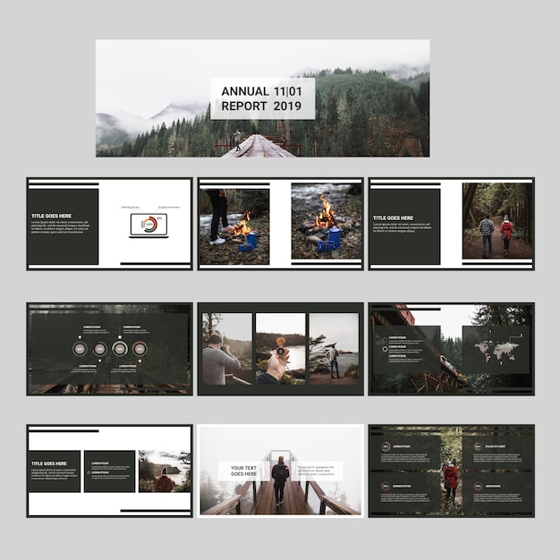 Download Annual report set with nature concept | Free PSD File