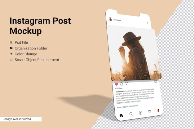 App screen instagram post mockup isolated Premium Psd