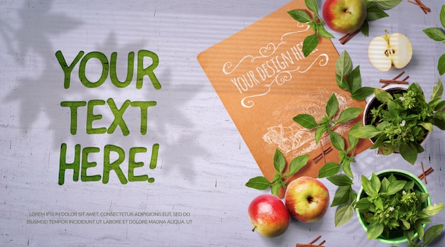 Download Apples and spices mockup healthy restaurant branding, top ...