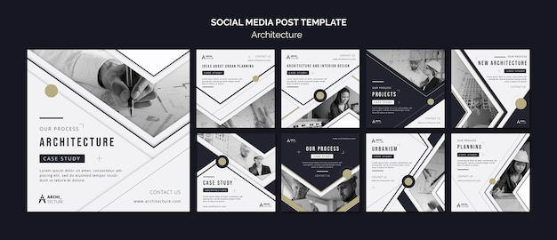 Premium PSD | Architecture concept social media post template