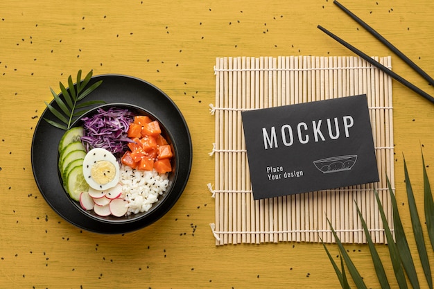 Download Arrangement Of Poke Bowls With Mock Up Frame Free Psd