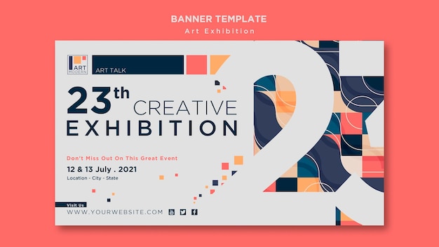 Free PSD | Art exhibition concept banner template
