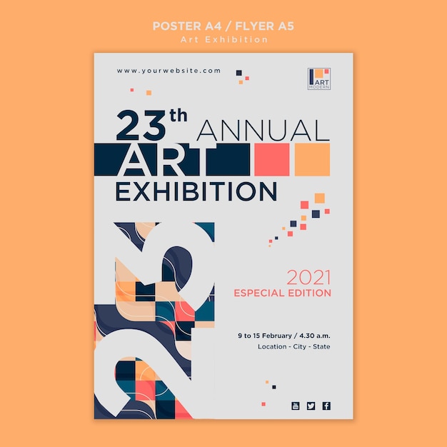 Free PSD Art exhibition concept flyer template