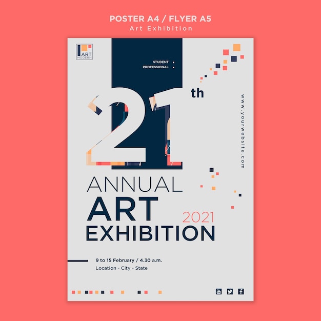 Free PSD | Art exhibition concept poster template