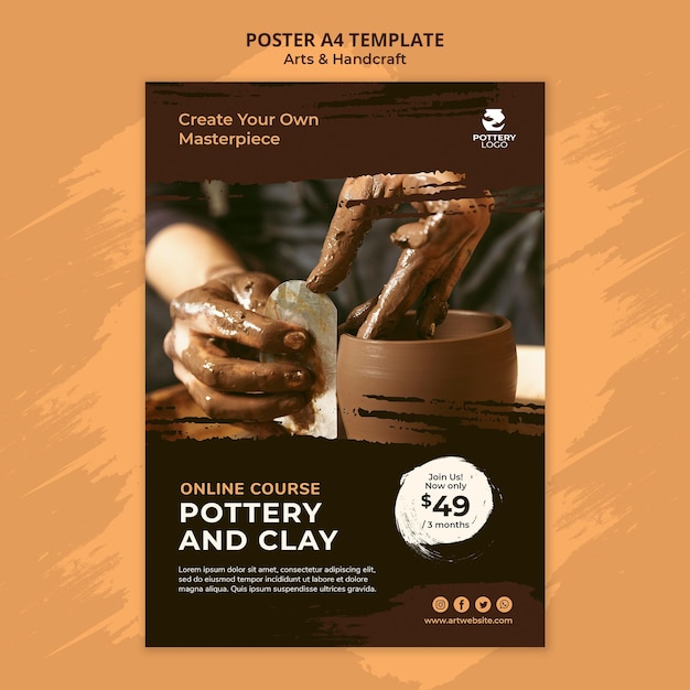 Free PSD | Art and hand craft poster template