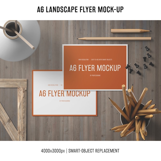 Download Artistic a6 landscape flyer mock-up PSD Template - Free Download PSD Mockup Templates