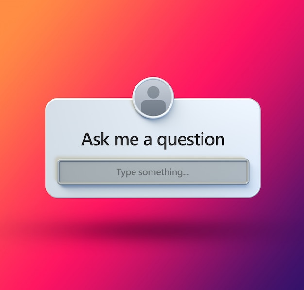 Download Premium PSD | Ask me a question interface frame in a 3d flat design for social media post