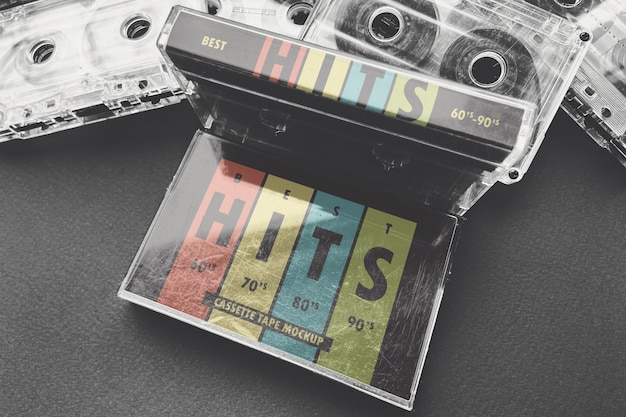 Download Audio cassette tape case scene mockup | Premium PSD File