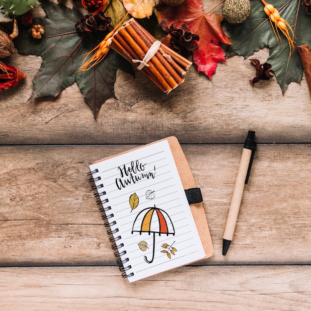 Download Autumn mockup with notepad PSD file | Free Download PSD Mockup Templates