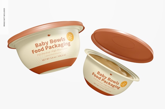 Download Premium Psd Baby Bowls Food Packaging Mockup Floating