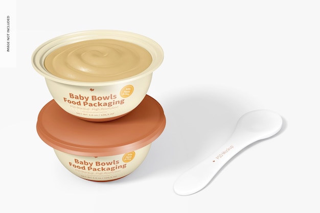 Download Free Psd Baby Bowls Food Packaging Mockup Stacked