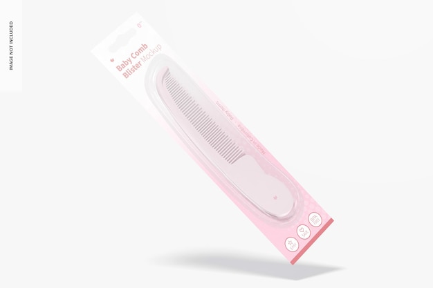 Premium PSD | Baby comb blister mockup, falling