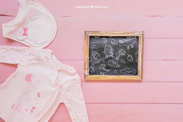 Download Baby mockup with pink clothes | Free PSD File
