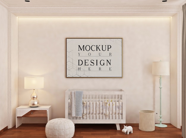 Download Premium PSD | Baby's bedroom with mockup poster frame