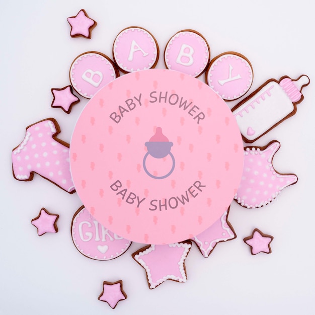 pink baby shower plates