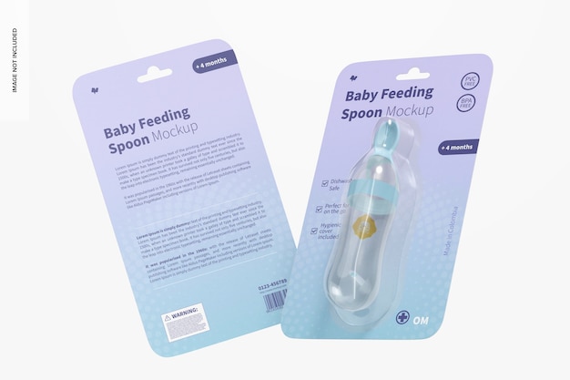 Free PSD | Baby squeeze feeding spoon blisters mockup