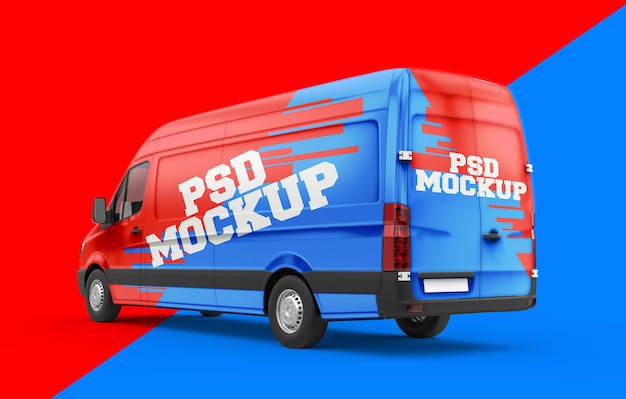 Download Premium PSD | Back and lateral view of a van, mockup