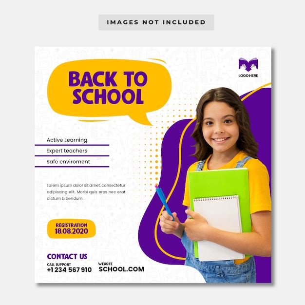 Back to school banner template Premium Psd