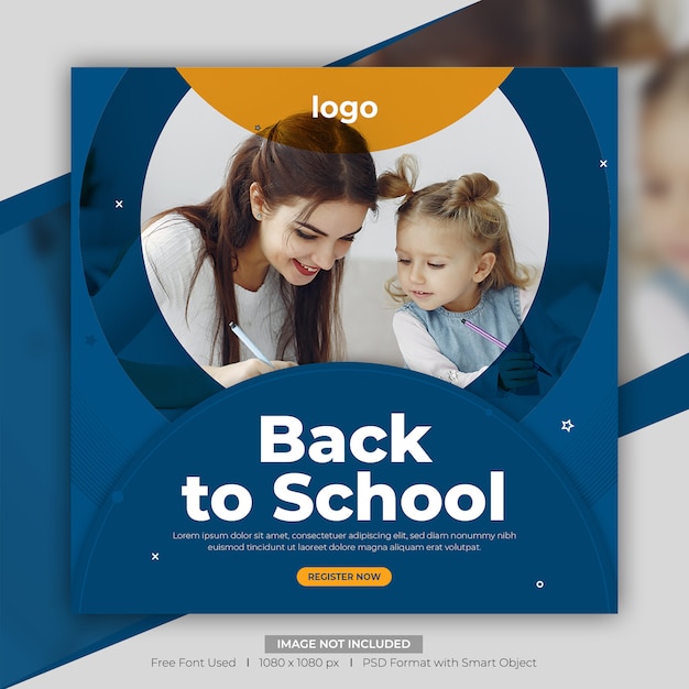 Back to school social media post or square banner template Premium Psd