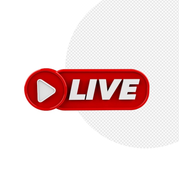 Premium PSD | Badge 3d live stream red isolated