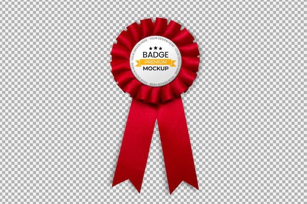 Download Free Psd Badge With Red Ribbon Mockup