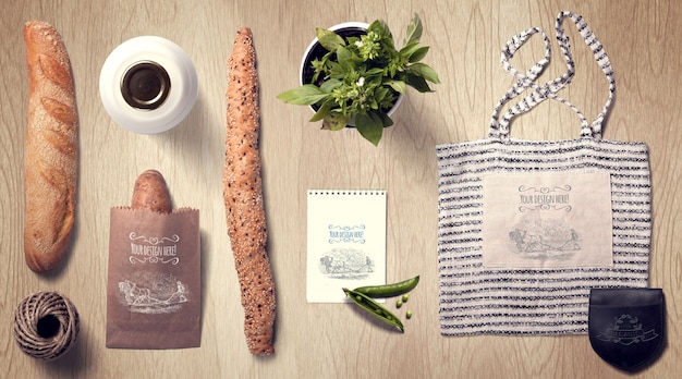 Download Baguette and tote bag mockup | Premium PSD File