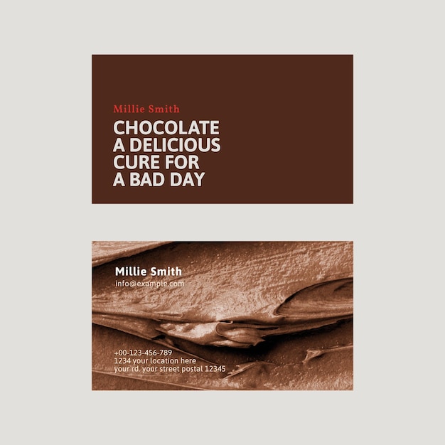 Free PSD | Bakery business card template psd in brown with frosting texture