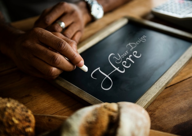 Bakery chalkboard mockup PSD file | Premium Download