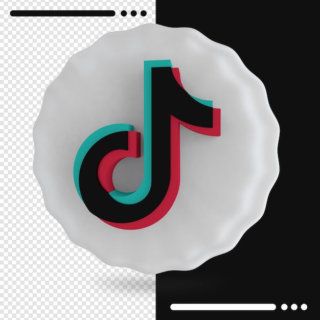 バルーンとtik Tok 3dレンダリングのロゴ プレミアムpsdファイル