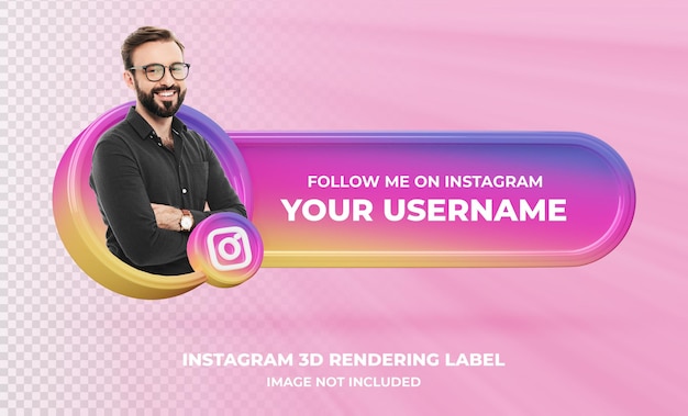  Banner icon profile on instagram 3d rendering label isolated
