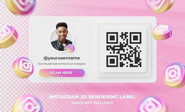  Banner icon profile on instagram 3d rendering label isolated