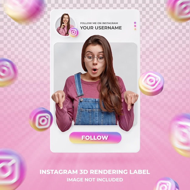  Banner icon profile on instagram 3d rendering label template