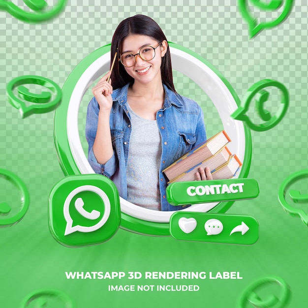  Banner icon profile on whatsapp 3d rendering label isolated