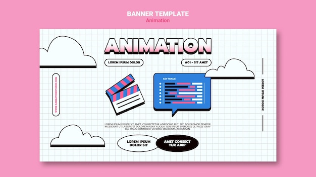 コンピューターアニメーションのバナーテンプレート 無料のpsdファイル