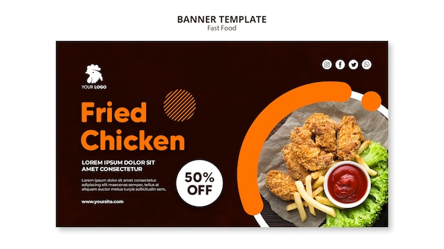 Premium PSD | Banner template for fried chicken restaurant
