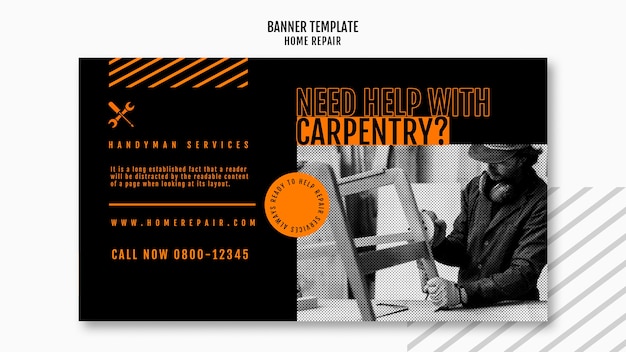 Download Free PSD | Banner template for house repair company